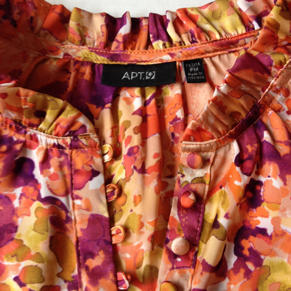 Apt. 9 Wine & Coral Abstract Print Blouse - Picture 4 of 8